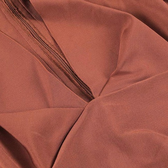 V Neck Draped Knee Length Bodycon Bandage Dress - Picture 5 of 8